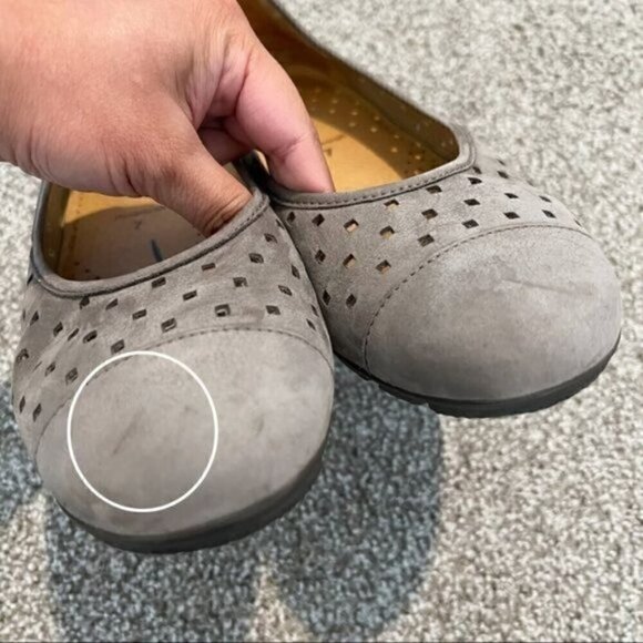 Gabor Ballet Flats Leather Perforated Comfort Classic Round Toe Gray/Tan Sz. 9.5 - Picture 8 of 8